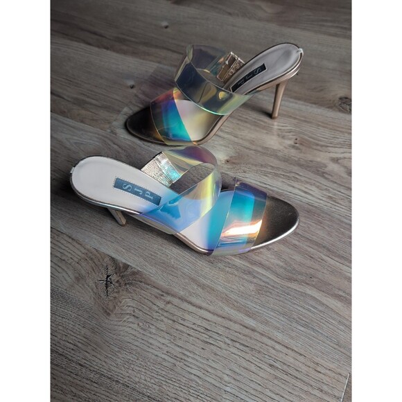 SJP Sarah Jessica Parker Iridescent PVC Mule Sandal Heels Women 8.5 EU 39 - Picture 7 of 16